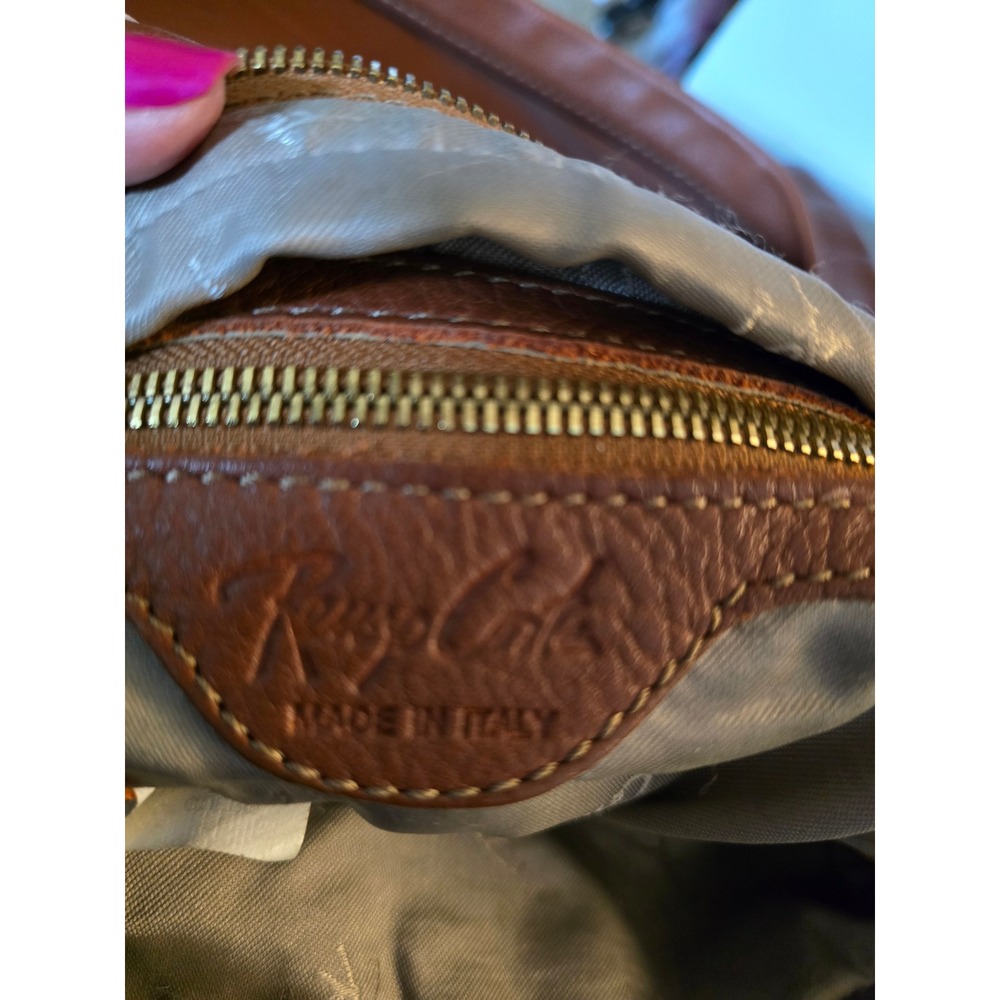 Renzo Costa Brown Pebbled Leather Shoulder Bag Hobo Handbag Gold Tone Hardware - Picture 9 of 15
